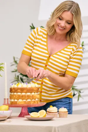 Lottie Knit Top - Yellow / Off-White. Cake Stripe