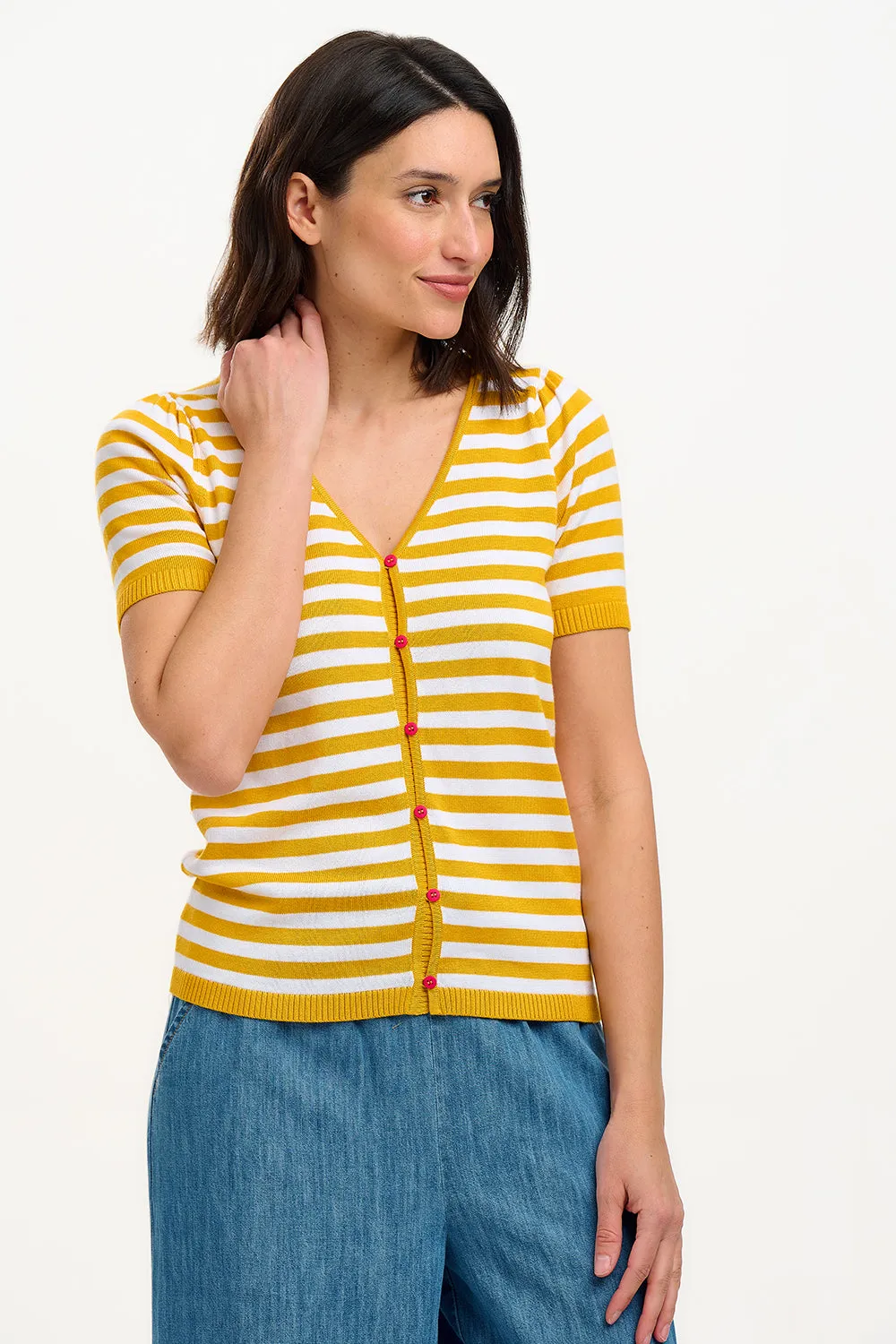 Lottie Knit Top - Yellow / Off-White. Cake Stripe
