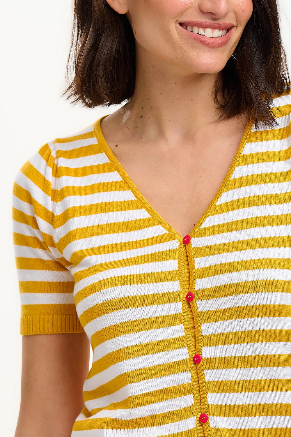 Lottie Knit Top - Yellow / Off-White. Cake Stripe