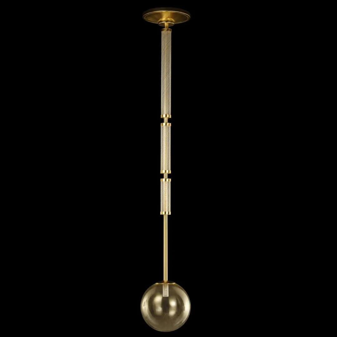 Luxury Gold Glass Globe Ceiling Pendant With Encased Rod