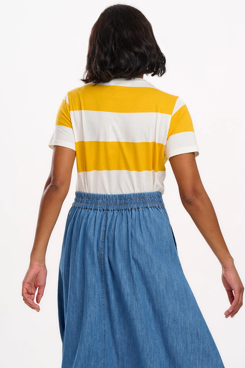 Maggie T-Shirt - Off-White/Yellow. Bold Toucan