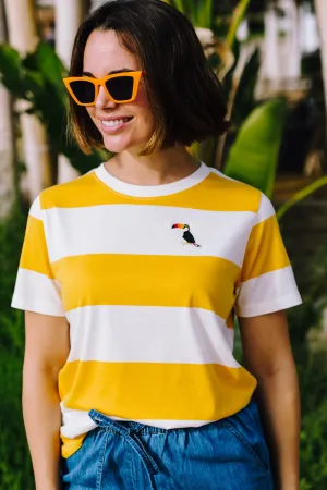 Maggie T-Shirt - Off-White/Yellow. Bold Toucan