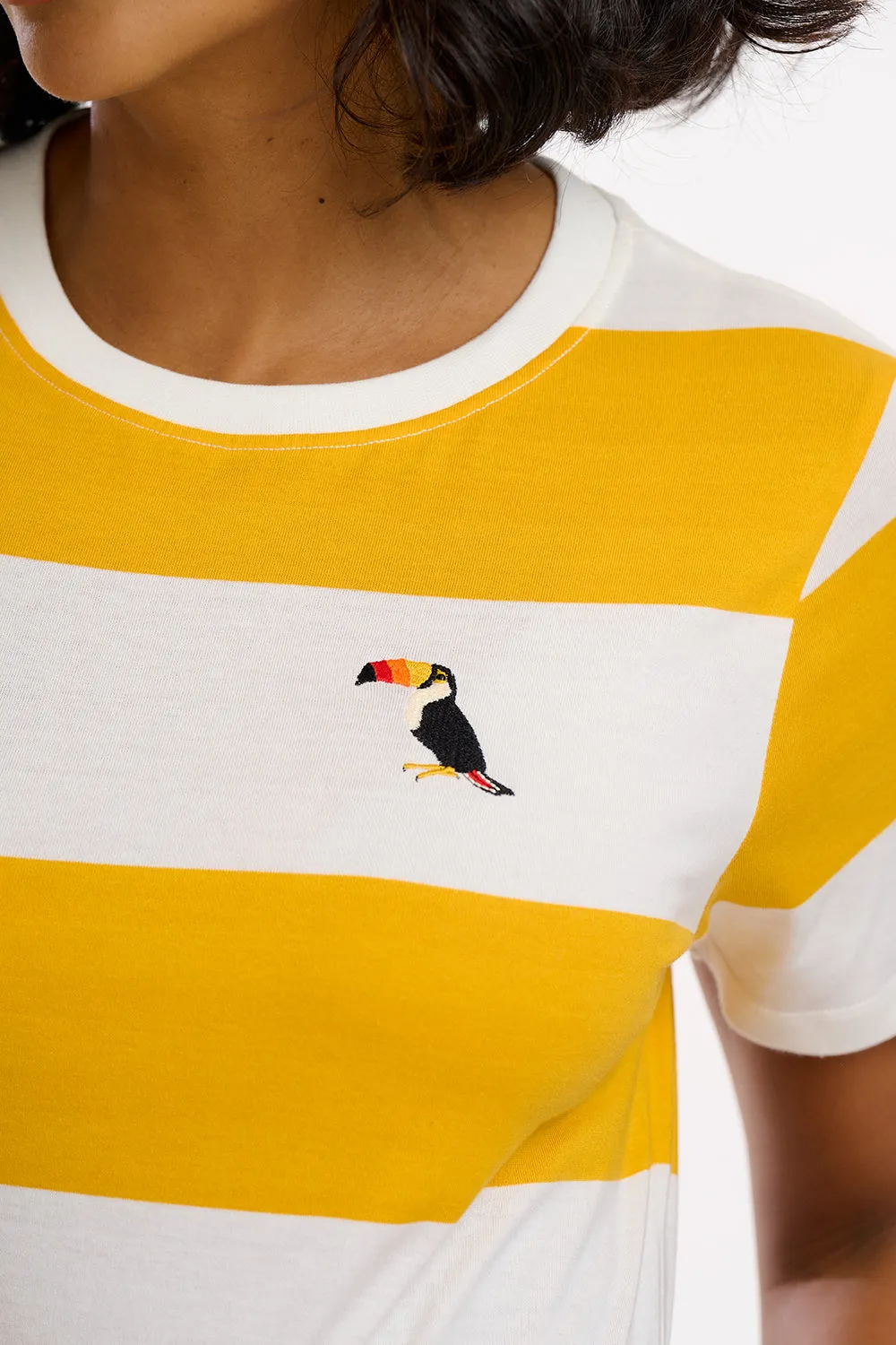 Maggie T-Shirt - Off-White/Yellow. Bold Toucan