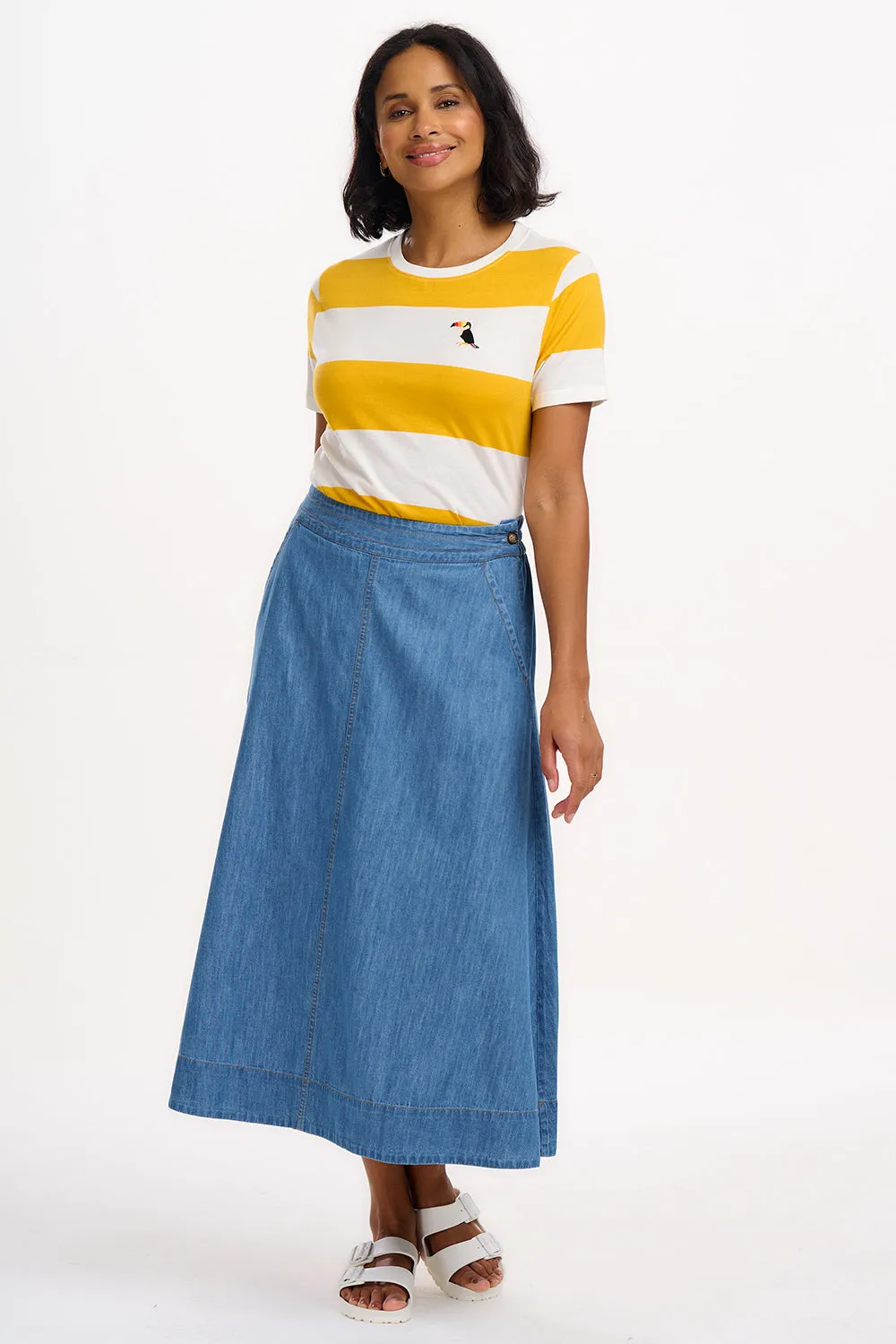 Maggie T-Shirt - Off-White/Yellow. Bold Toucan