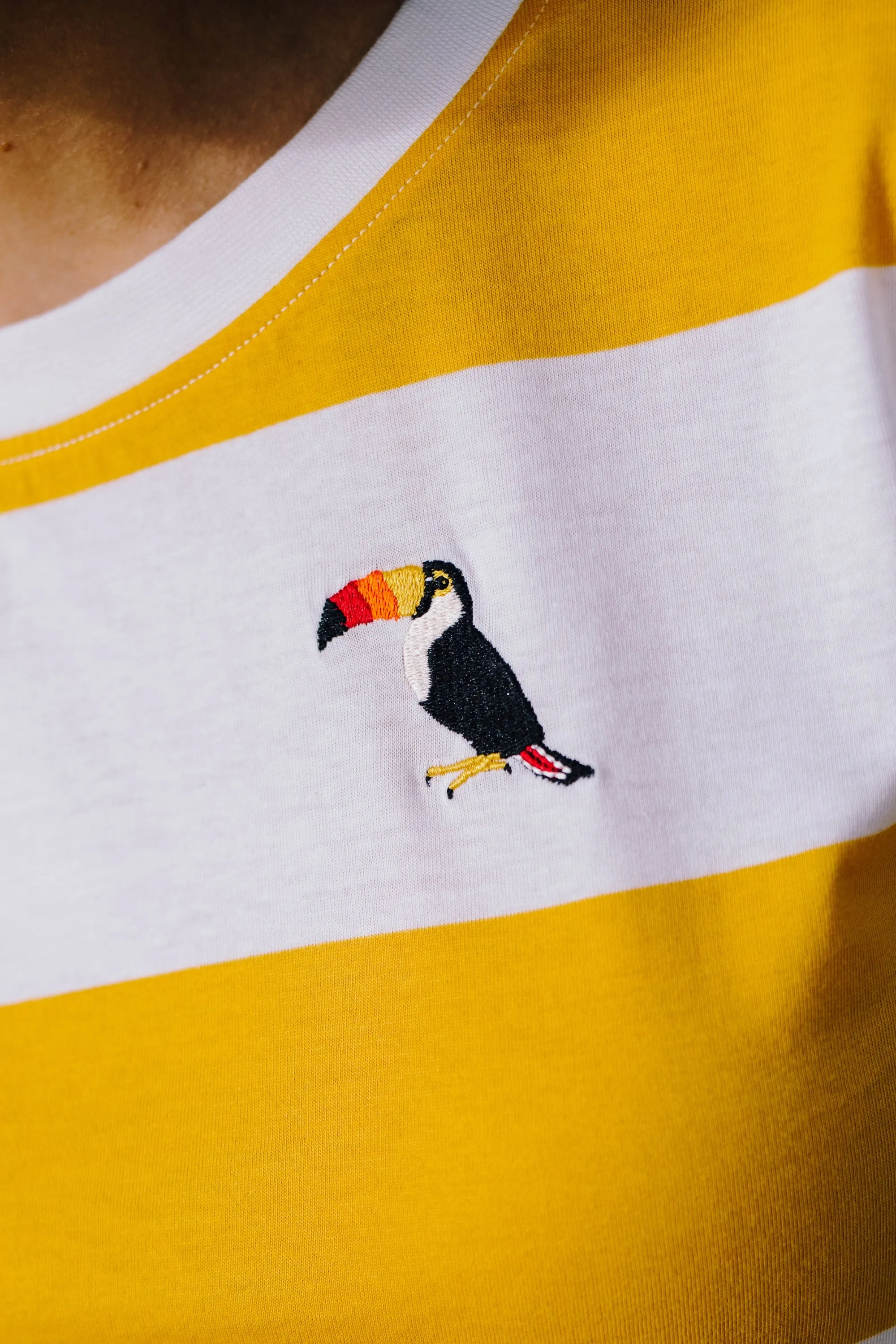 Maggie T-Shirt - Off-White/Yellow. Bold Toucan