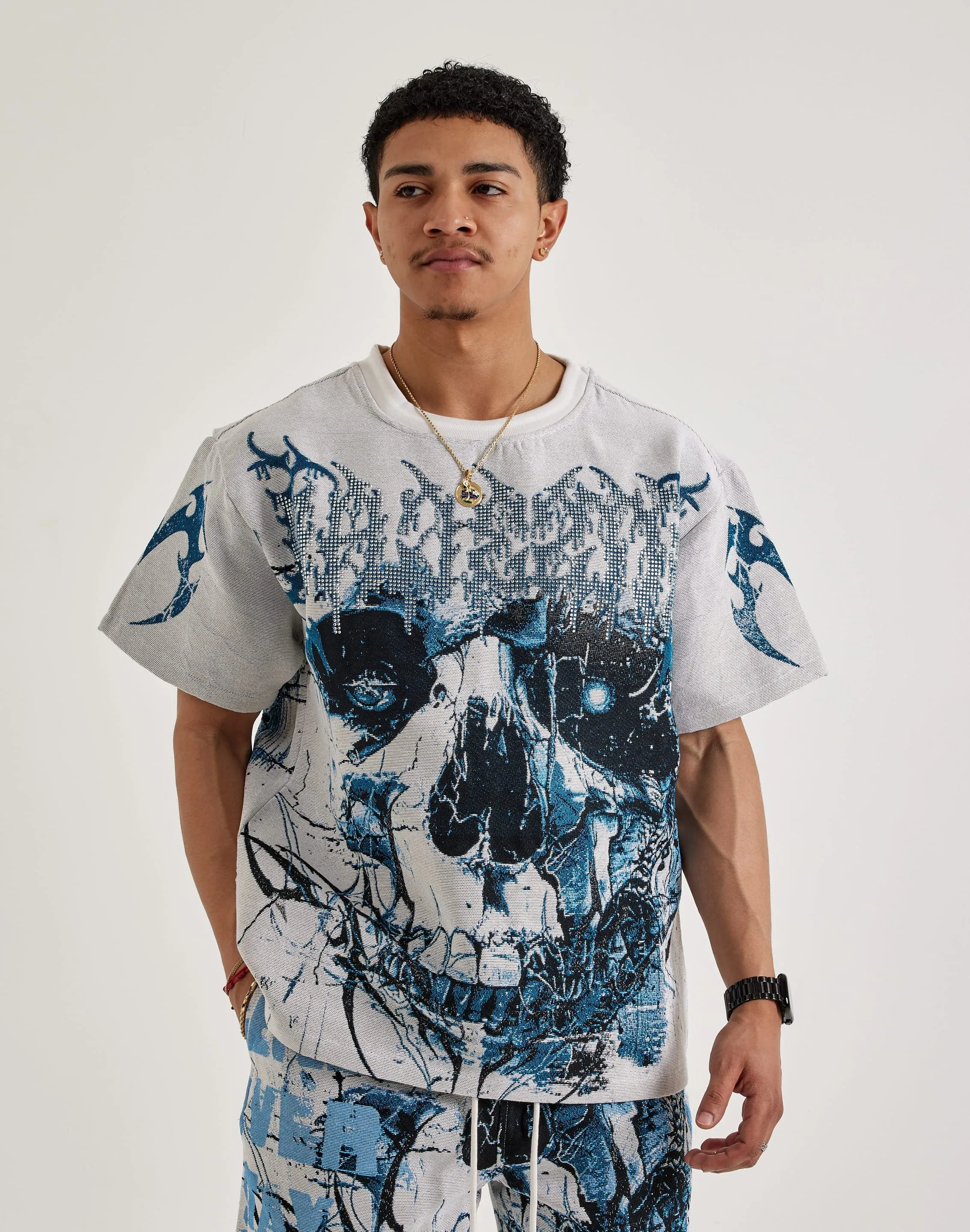 Majestik Skull Face Tapestry Tee