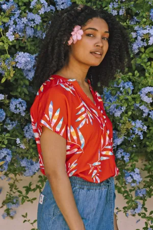 Marielle Blouse - Red. Rainbow Fronds
