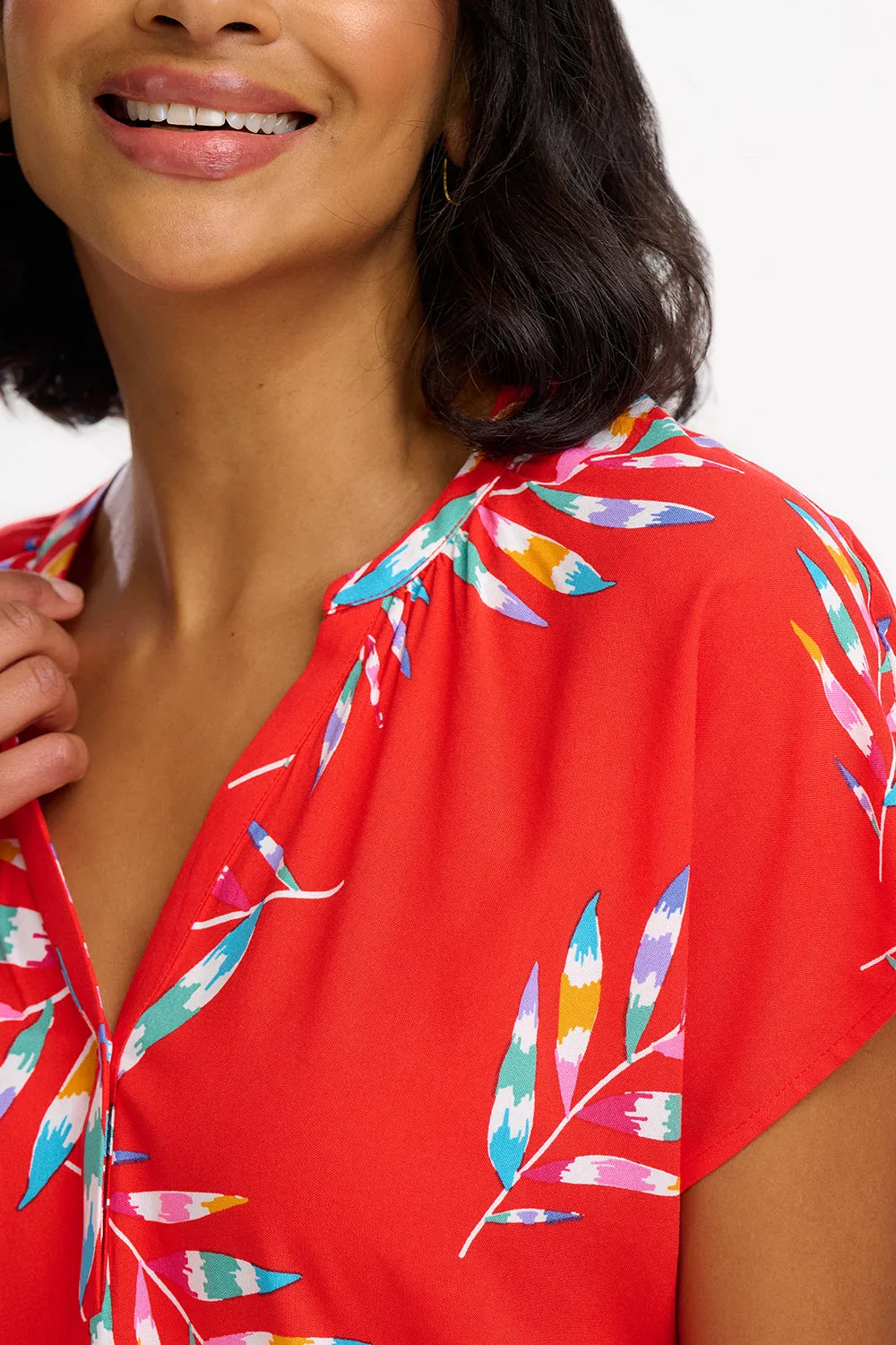 Marielle Blouse - Red. Rainbow Fronds