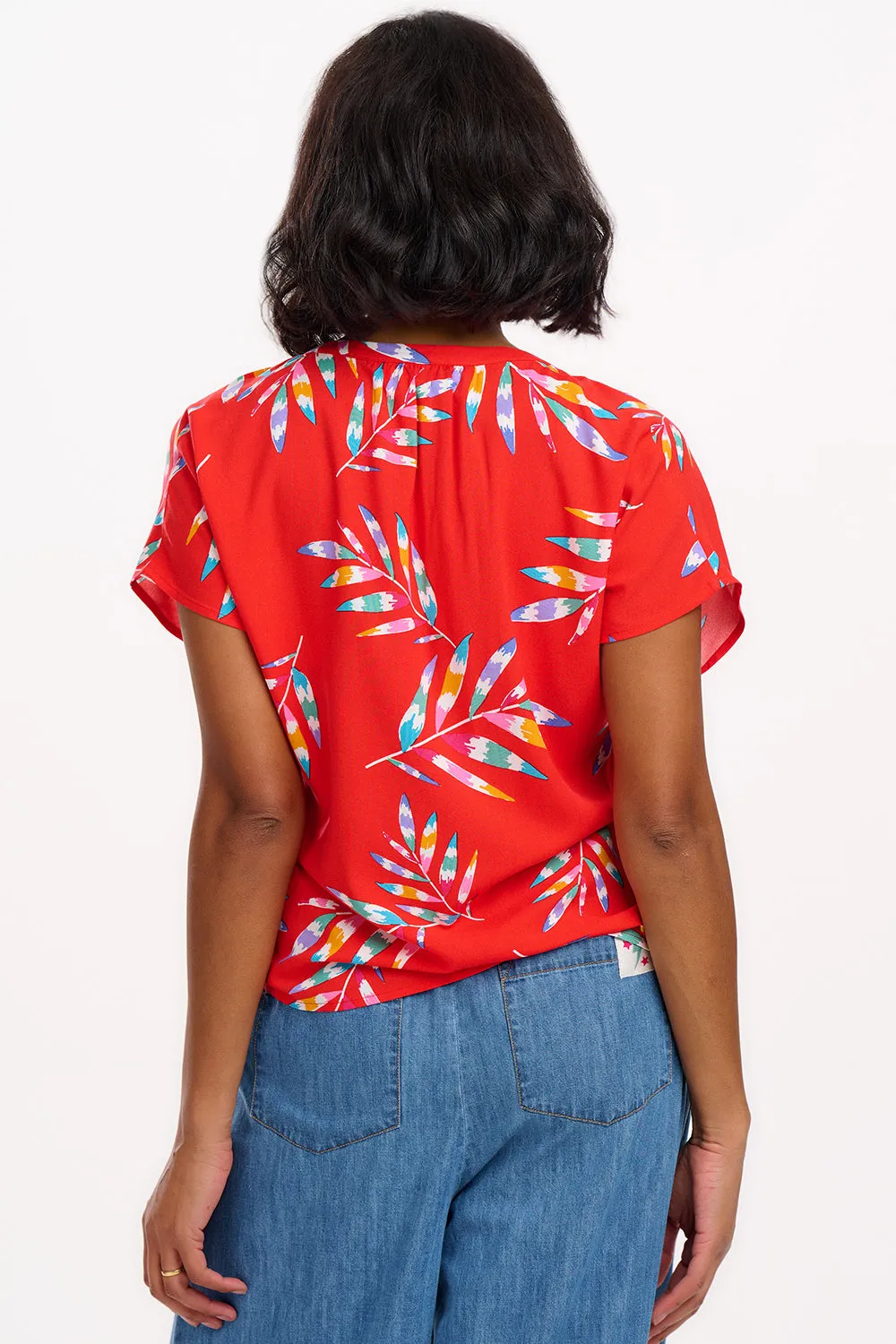 Marielle Blouse - Red. Rainbow Fronds