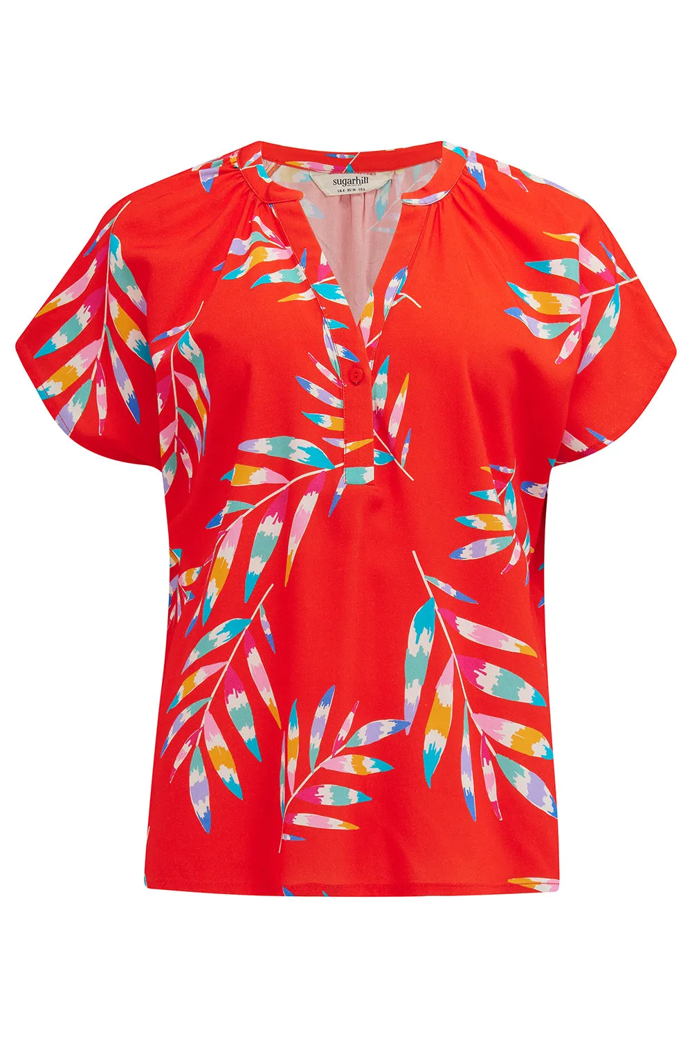 Marielle Blouse - Red. Rainbow Fronds