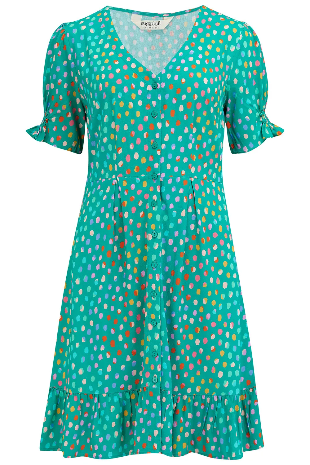 Marigold Mini Dress - Green. Rainbow Pebbles