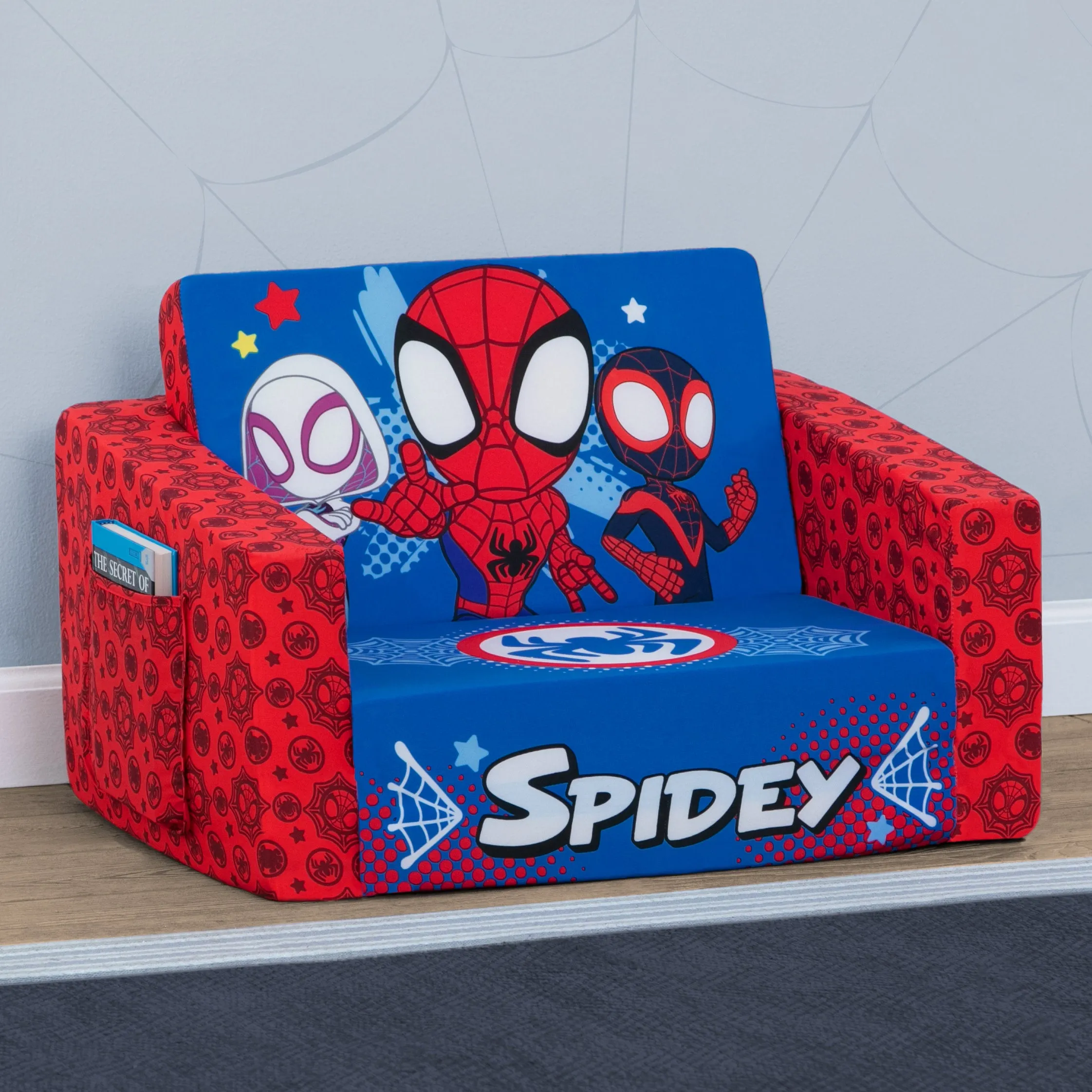 Marvel Spidey and His Amazing Friends Cozee Flip-Out Chair - 2-in-1 Convertible Chair to Lounger for Kids