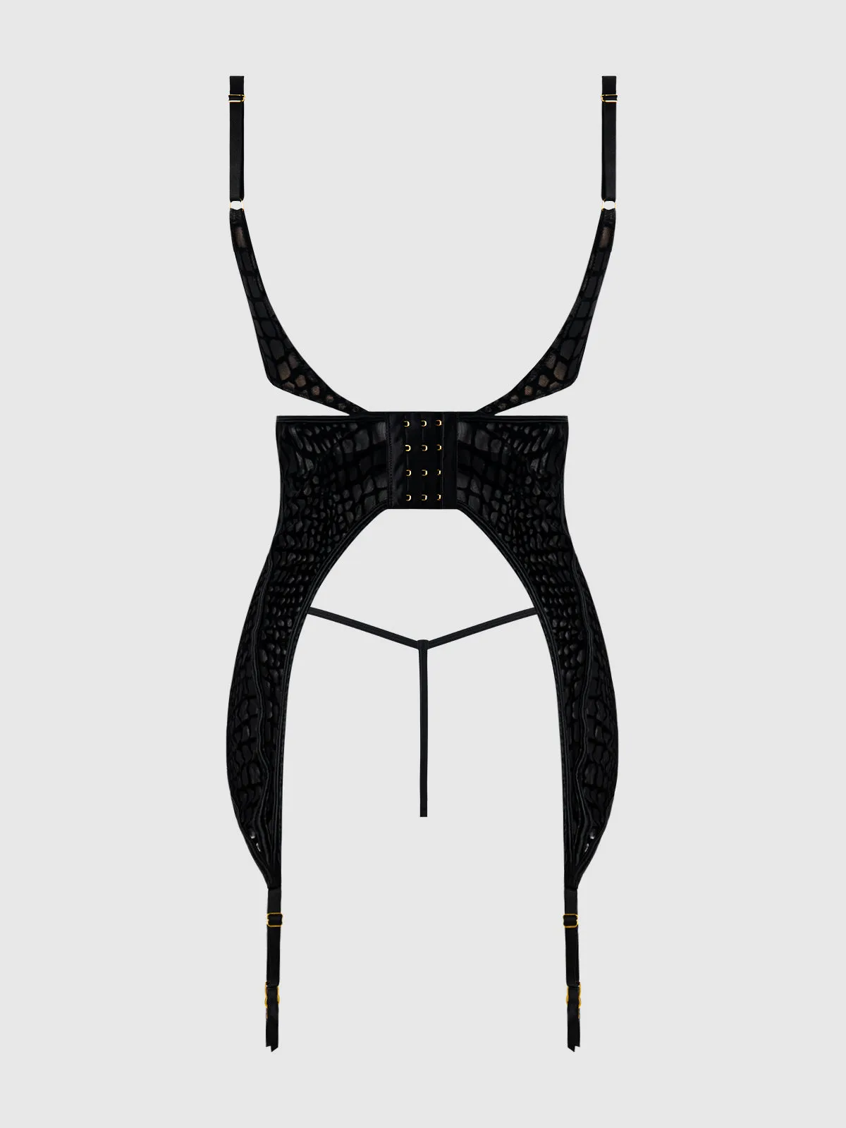 Medusa Snake Velvet Burnout Gartered Chemise & G-String