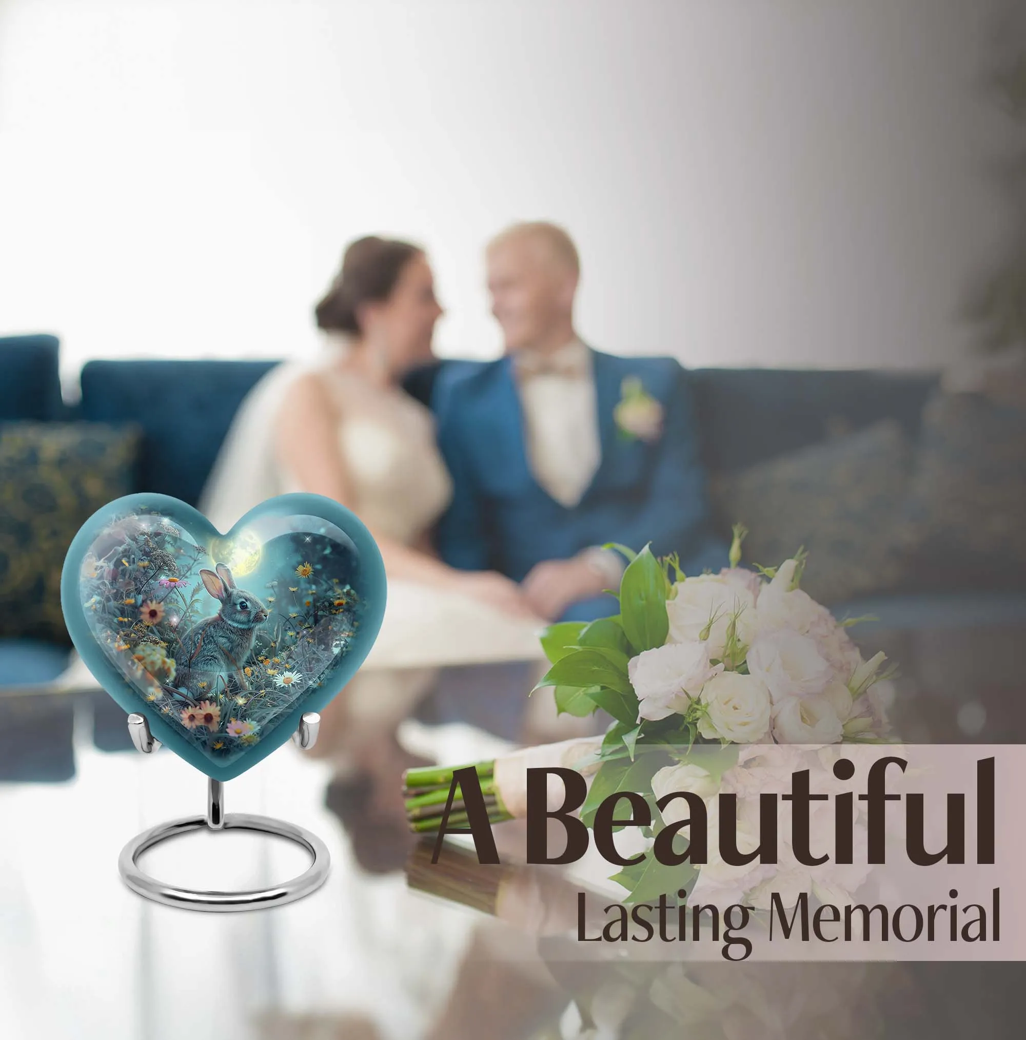 Memento Mori - Moonlit Bunny White Cremation Urn