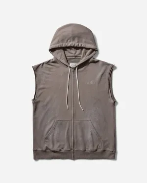 Men's Sleeveless Zipped Hoodie Taupe