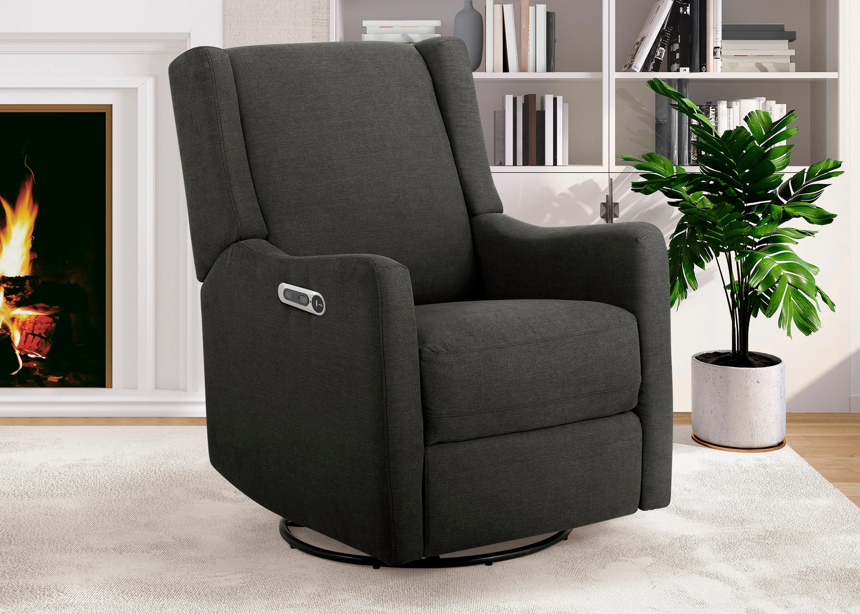 Mercer Electronic Power Recliner and Swivel Glider with USB-A and Type-C Ports in Stain-Resistant Performance Fabric