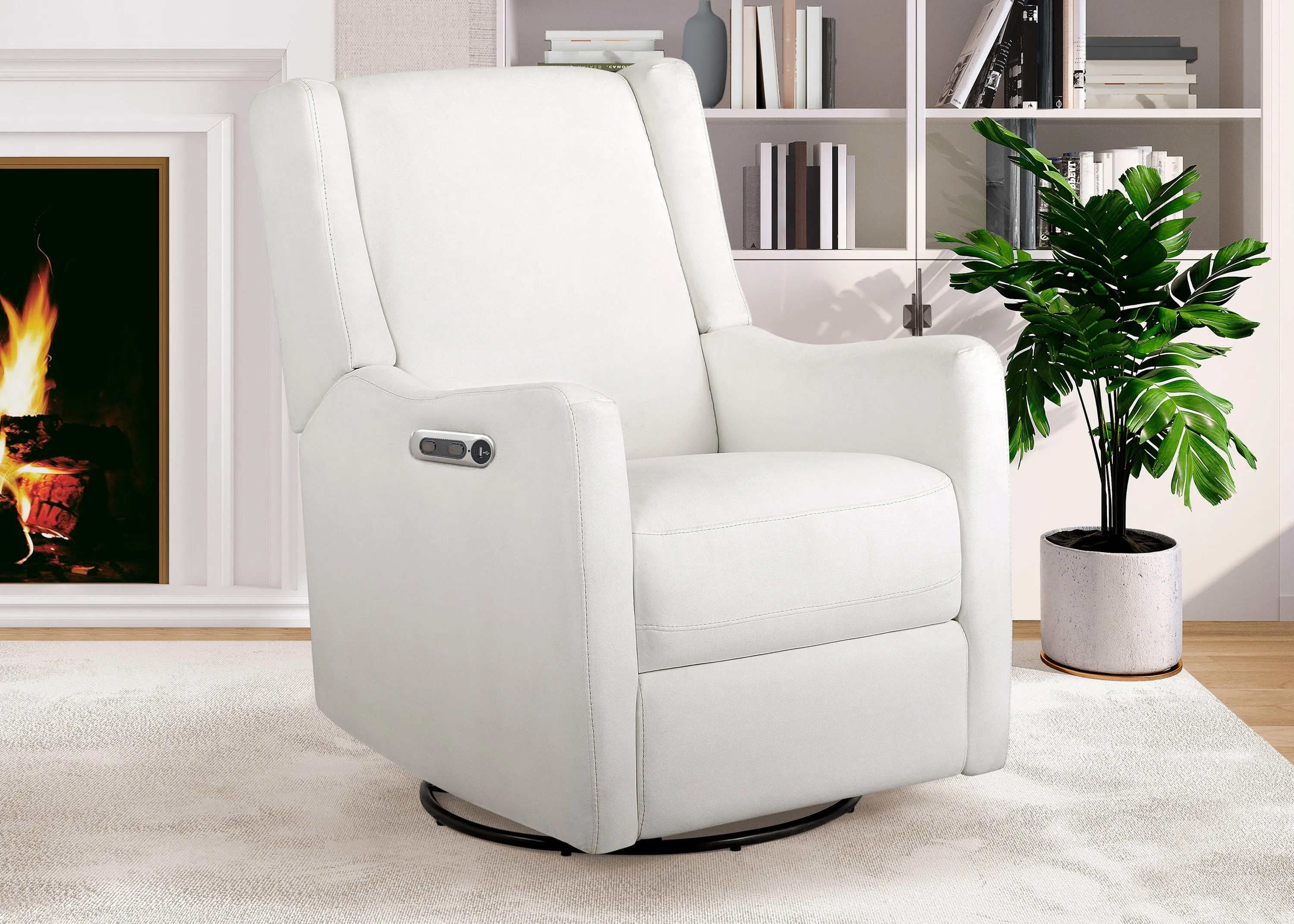 Mercer Electronic Power Recliner and Swivel Glider with USB-A and Type-C Ports in Stain-Resistant Performance Fabric