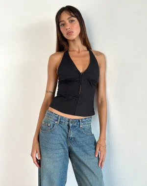 Miken Halterneck Vest Top in Black