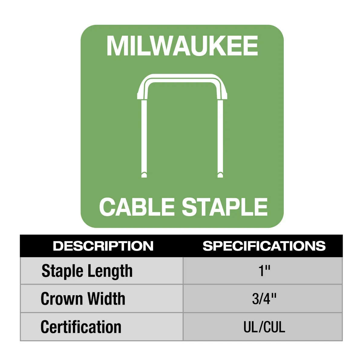 Milwaukee MNM1-600 - 1" Insulated Cable Staples