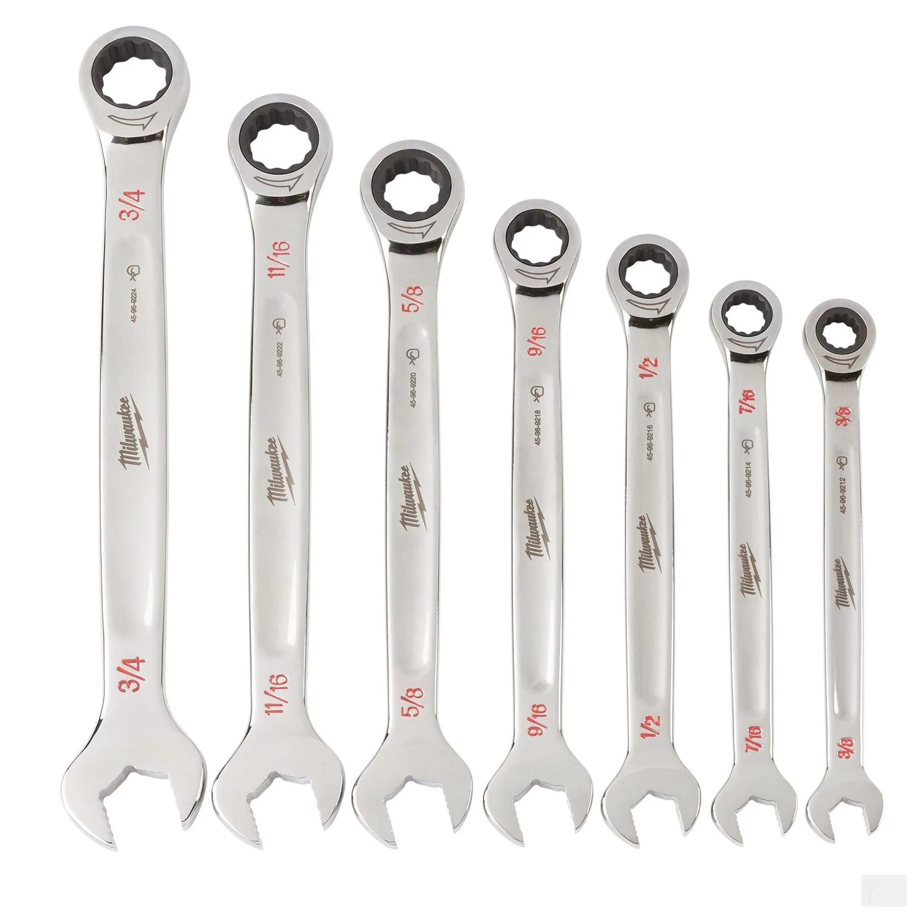 Milwaukee SAE Combination Ratcheting Wrench Mechanics Tool Set (7-Piece) {48-22-9406}