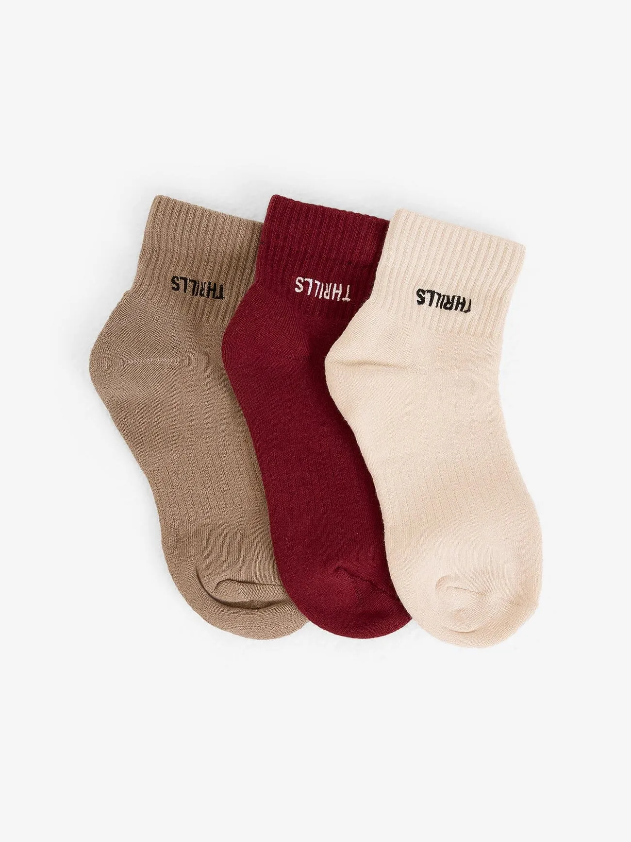 Minimal Thrills 3 Pack Sock - String - Cabernet - Heritage White