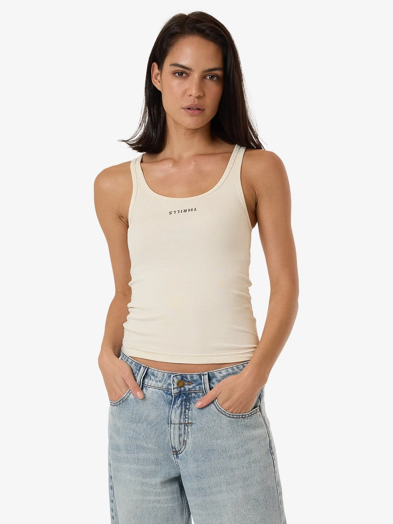 Minimal Thrills Scoop Tank - Heritage White