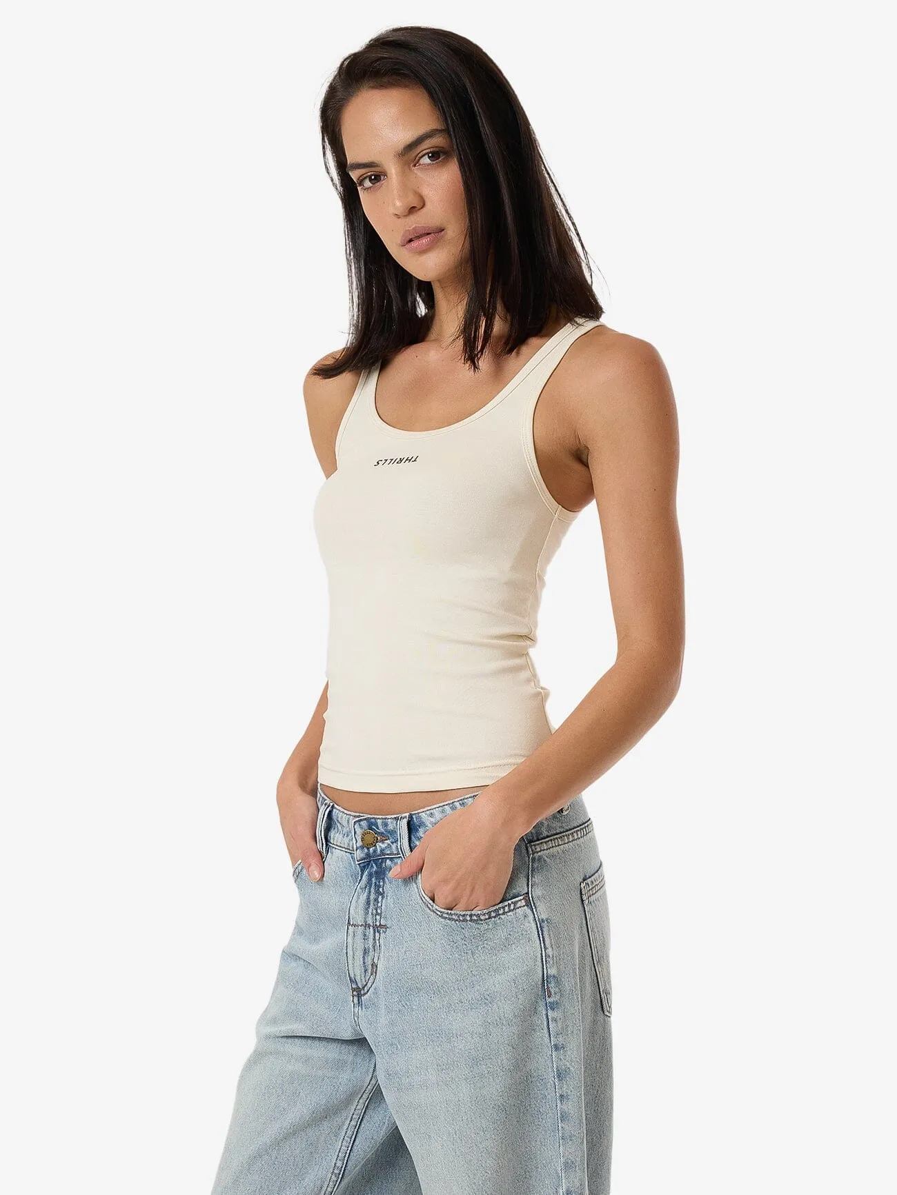 Minimal Thrills Scoop Tank - Heritage White