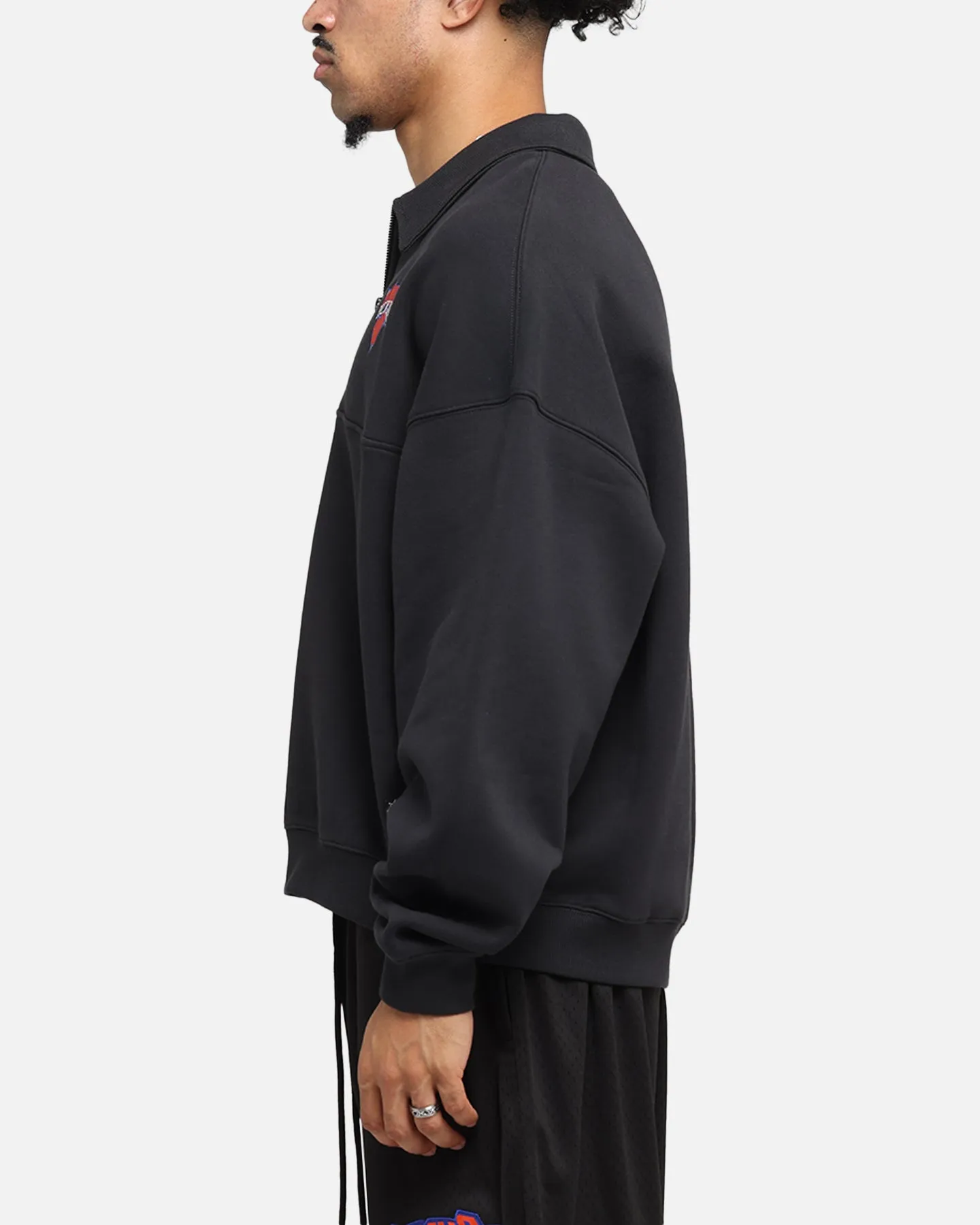 Mitchell & Ness New York Knicks Boxy Quarter Zip Crewneck Faded Black