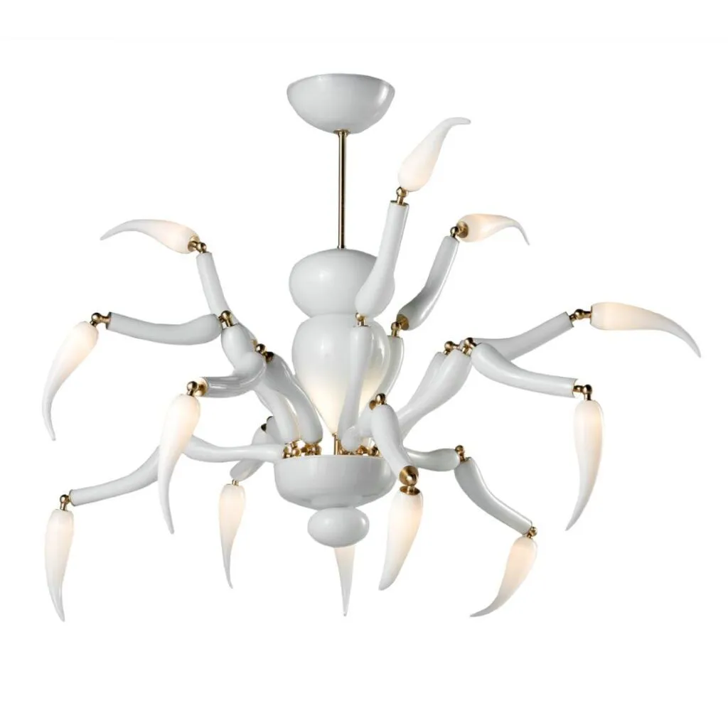 Modern White Glass Spider Chandelier