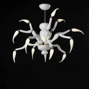 Modern White Glass Spider Chandelier