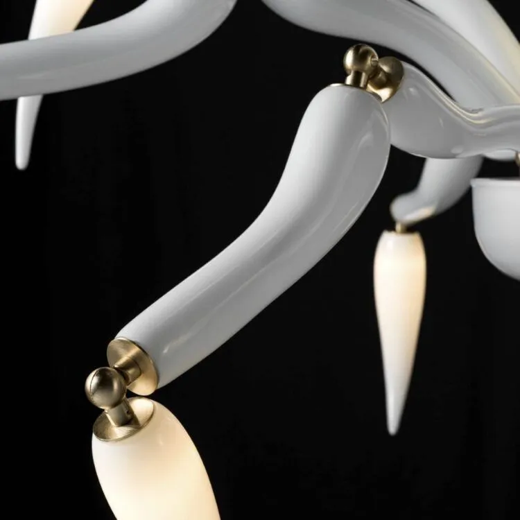 Modern White Glass Spider Chandelier