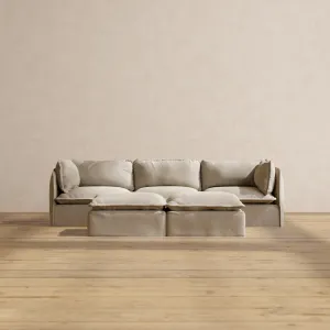 Modular Performance 3-Seater   Bench Ottoman in Dune | Deluxe Blend