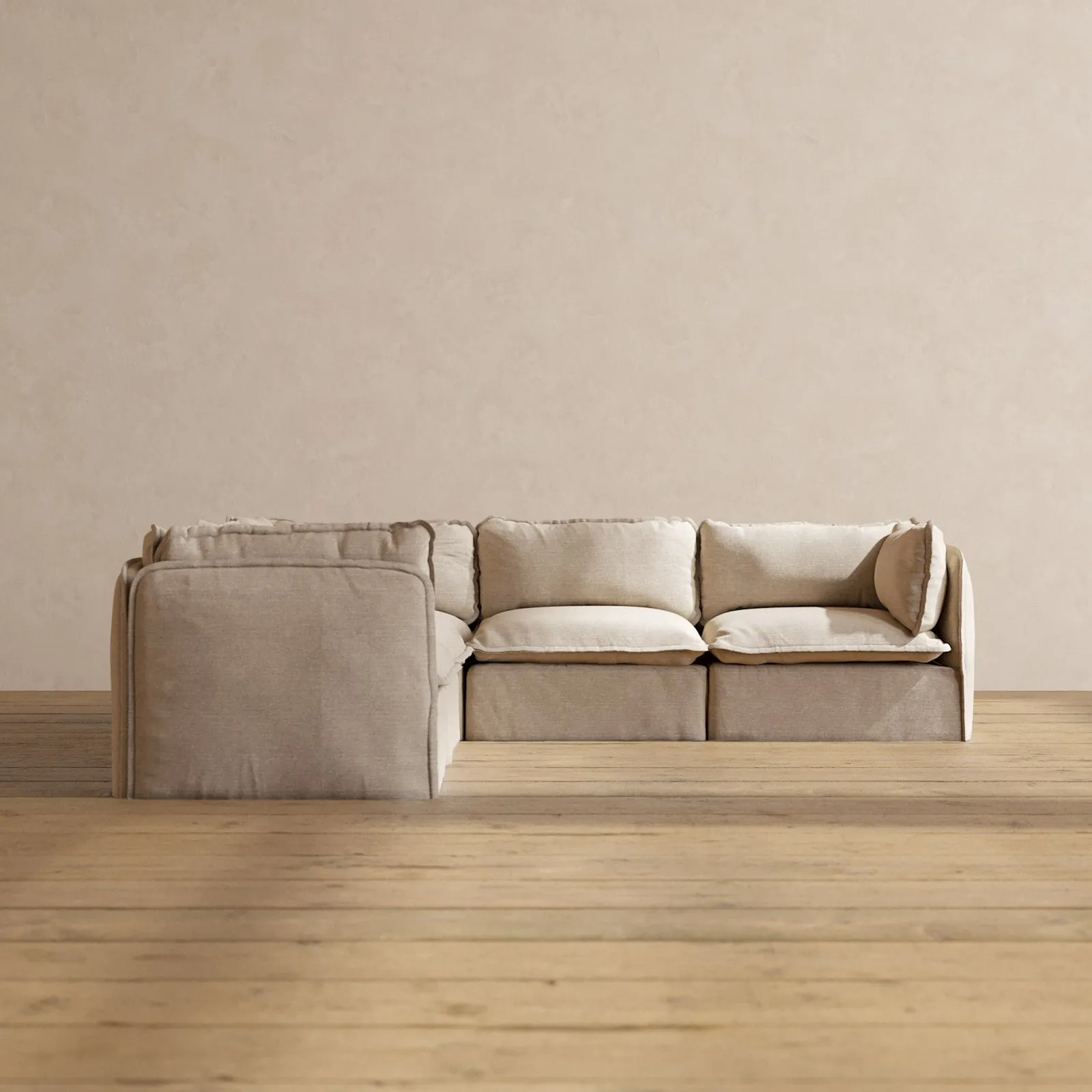 Modular Performance 5-Seater Corner Sectional in Oat | Relaxed Blend