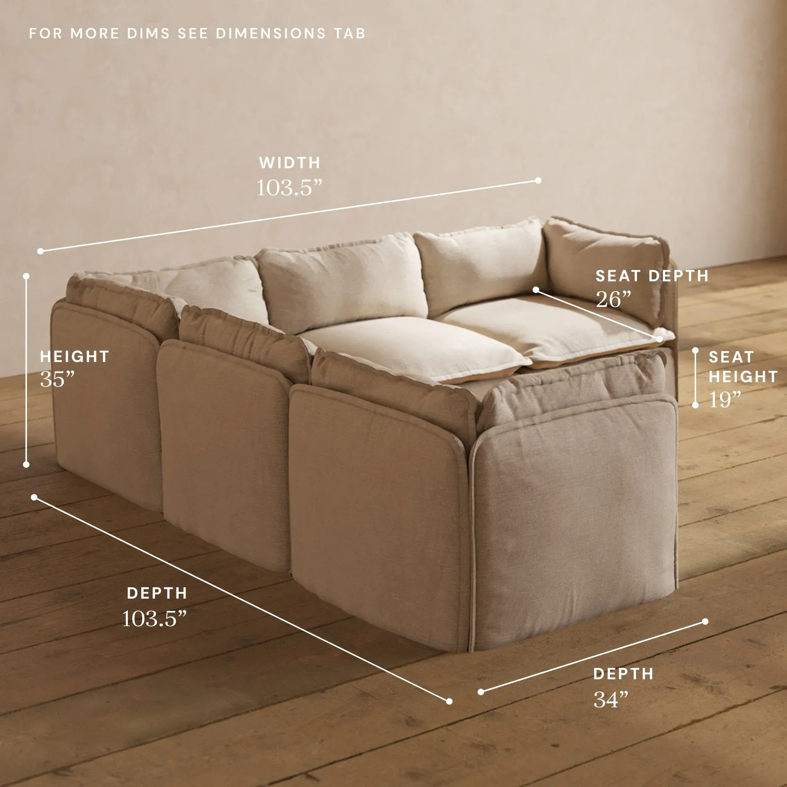 Modular Performance 5-Seater Corner Sectional in Oat | Relaxed Blend