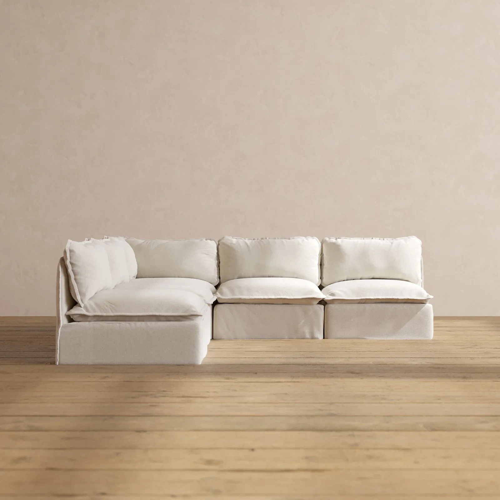 Modular Performance 5-Seater Open-Ends Corner Sectional in Flour | Deluxe Blend