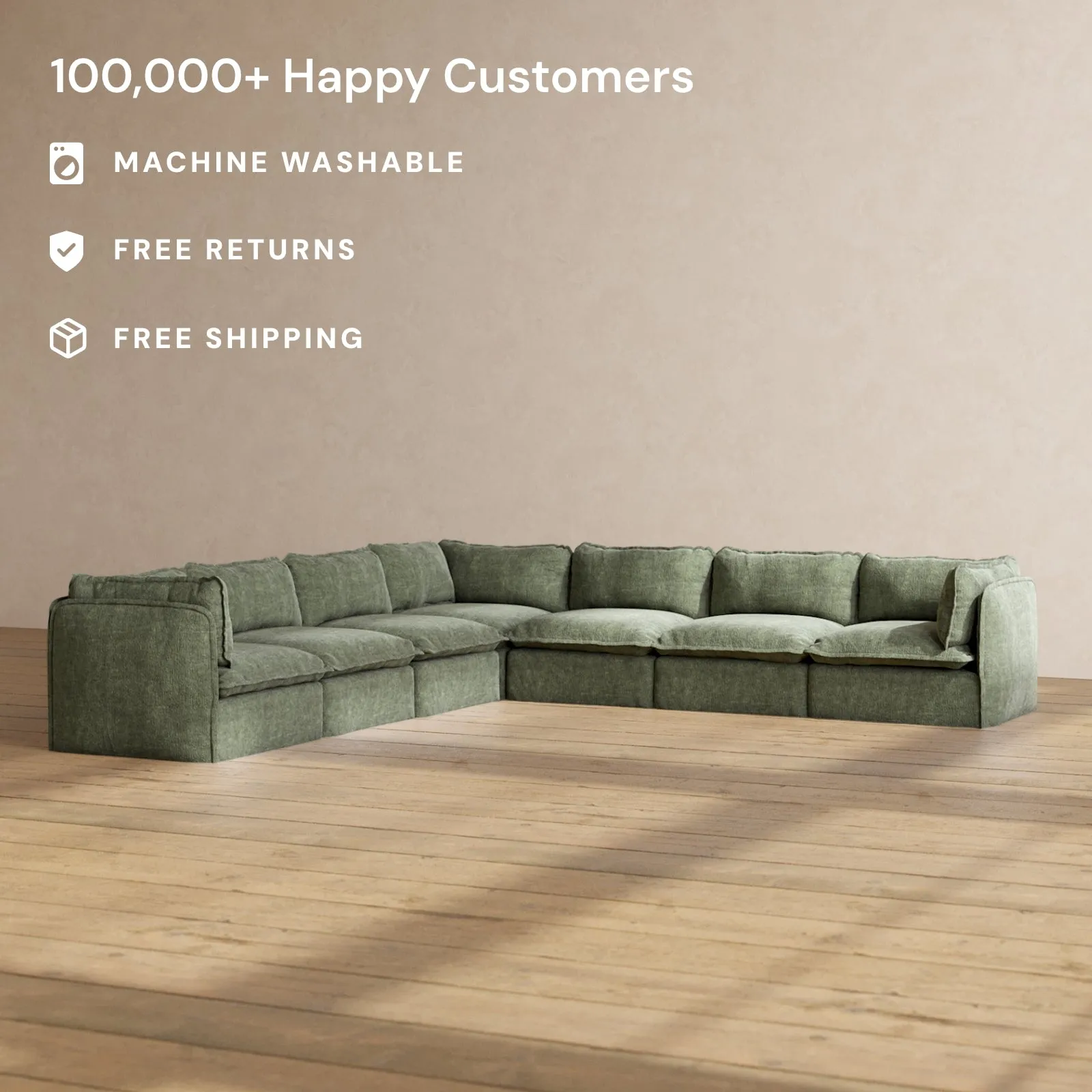 Modular Performance 7-Seater Corner Sectional in Willow | Deluxe Blend