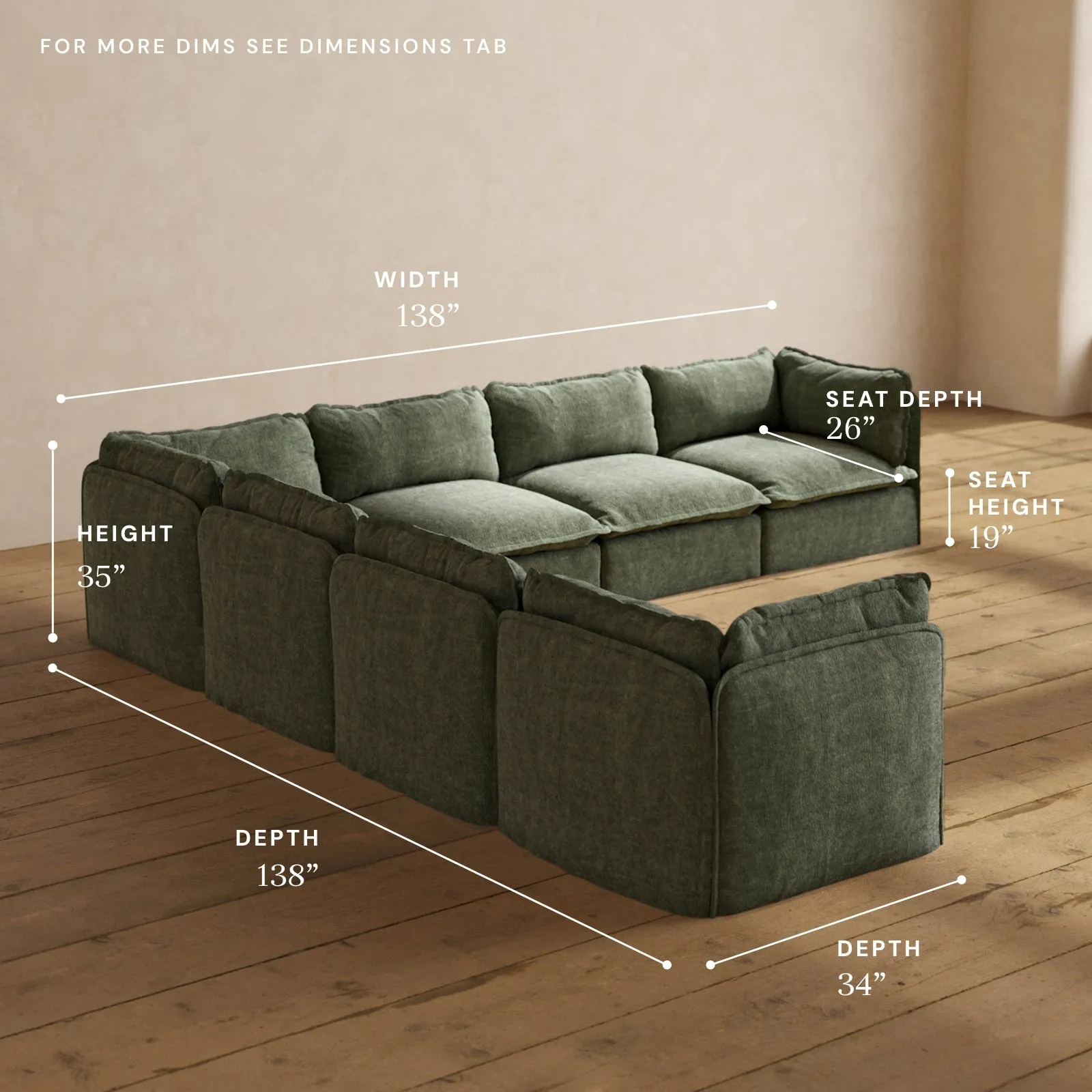 Modular Performance 7-Seater Corner Sectional in Willow | Deluxe Blend