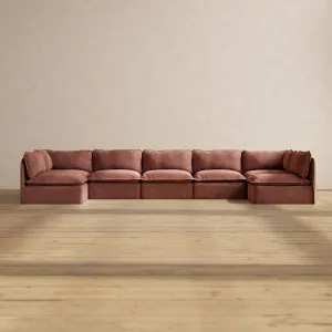 Modular Performance 7-Seater Open-Ends U-Sectional in Chestnut | Deluxe Blend
