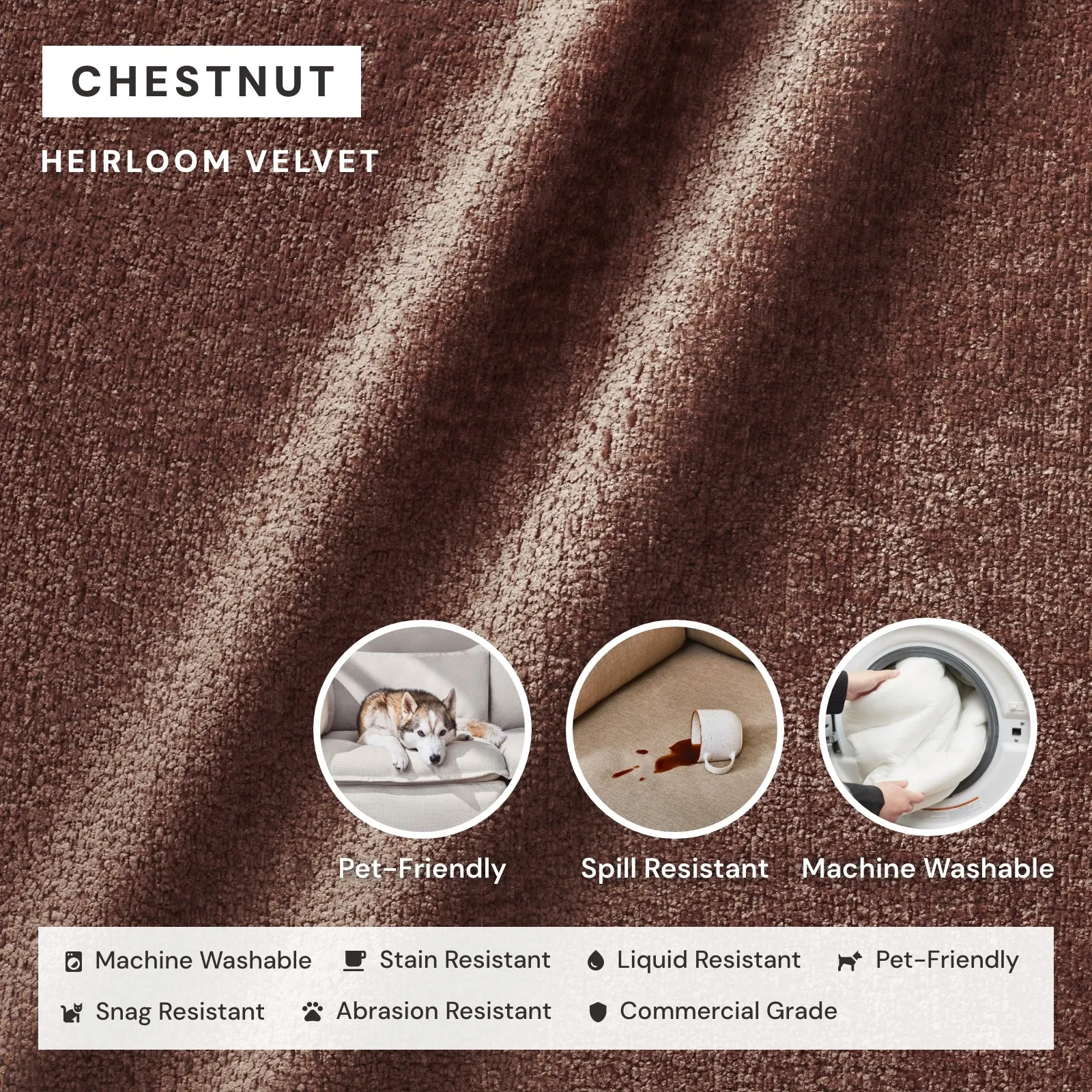Modular Performance 7-Seater Open-Ends U-Sectional in Chestnut | Deluxe Blend