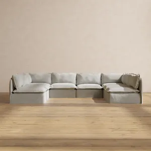 Modular Performance 8-Seater Open-Ends U-Sectional in Cloud | Relaxed Blend