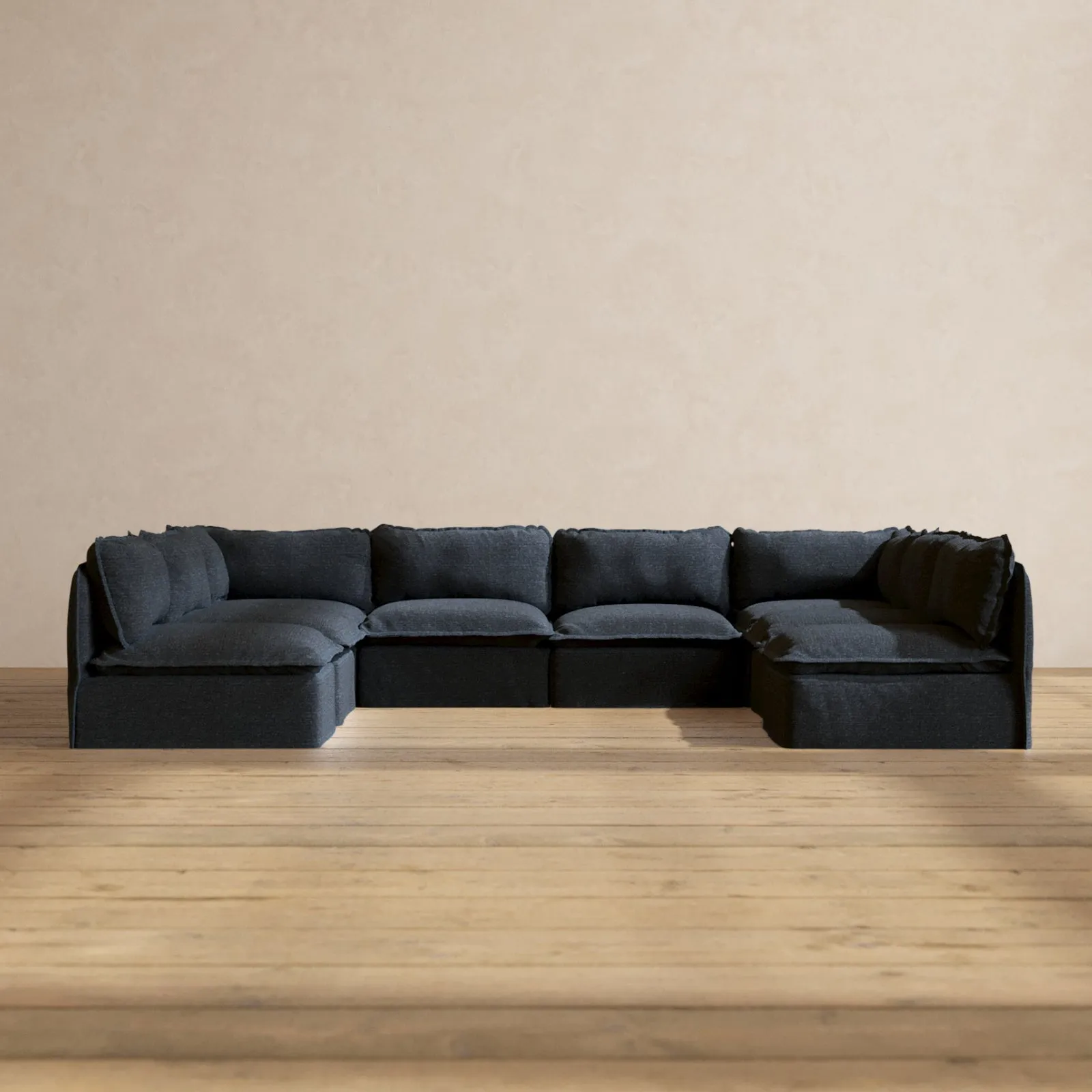 Modular Performance 8-Seater Open-Ends U-Sectional in Indigo | Relaxed Blend