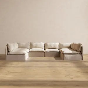 Modular Performance 8-Seater Open-Ends U-Sectional in Oat | Deluxe Blend