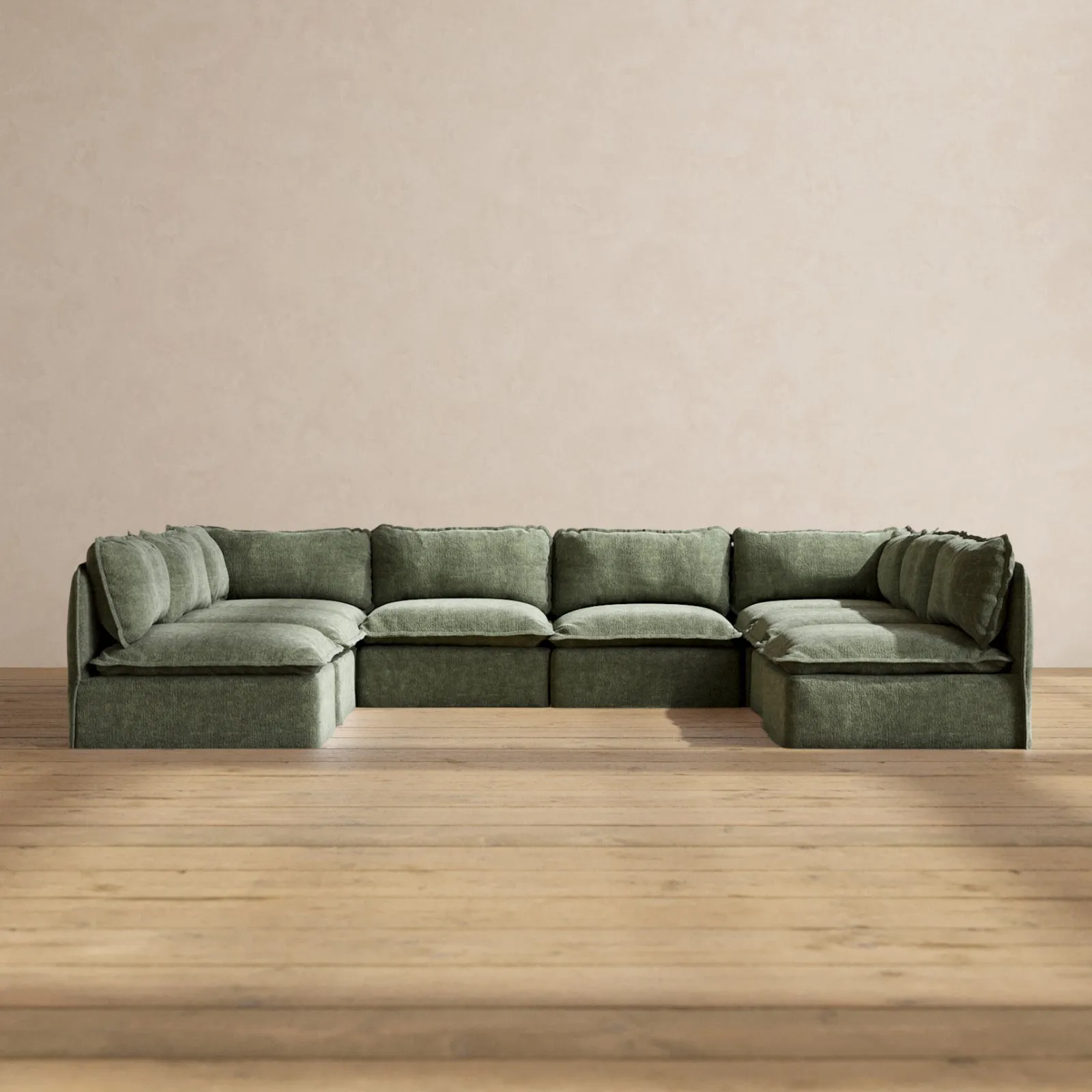 Modular Performance 8-Seater Open-Ends U-Sectional in Willow | Deluxe Blend