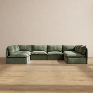 Modular Performance 8-Seater Open-Ends U-Sectional in Willow | Deluxe Blend