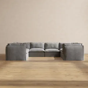 Modular Performance 8-Seater U-Sectional in Ash | Deluxe Blend