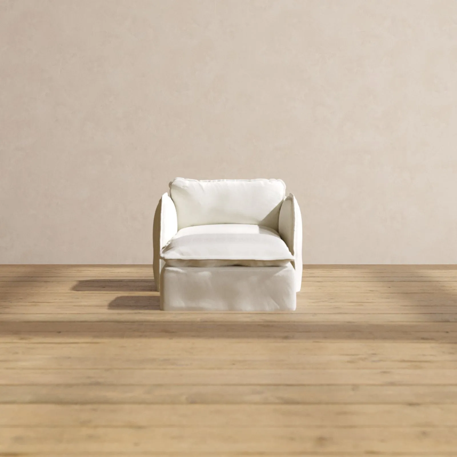 Modular Performance Armchair & Ottoman in Eggshell | Deluxe Blend
