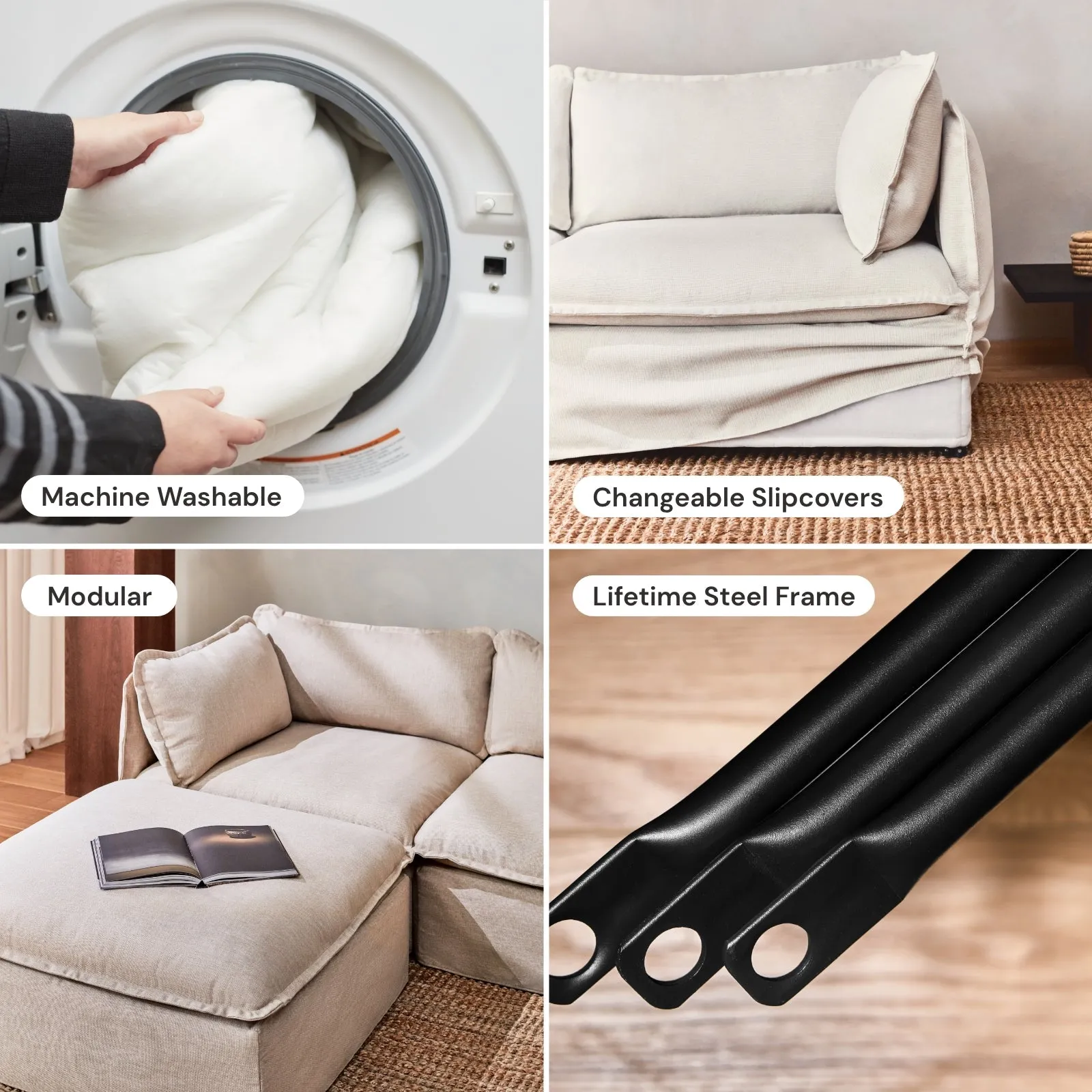 Modular Performance Armless Chair in Eggshell | Deluxe Blend