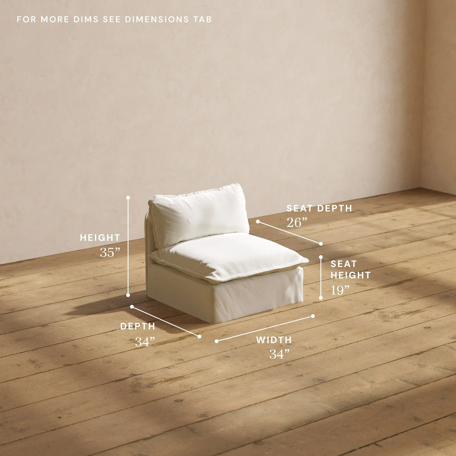 Modular Performance Armless Chair in Eggshell | Deluxe Blend