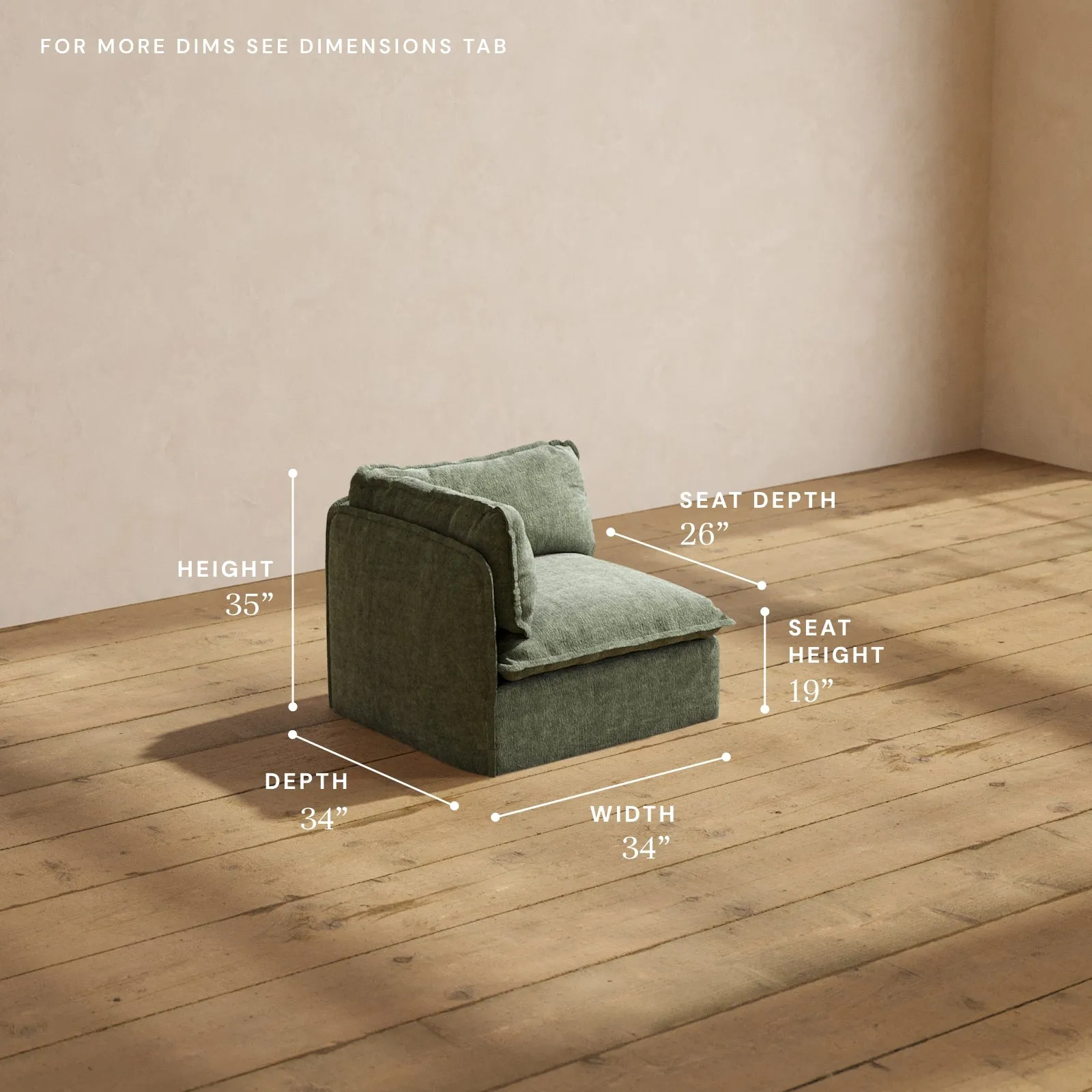 Modular Performance End Chair in Willow | Deluxe Blend