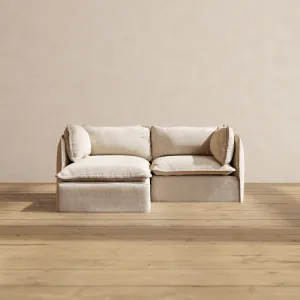 Modular Washable 2-Seater Sectional in Oat | Deluxe  Seat | Cloud Pillow